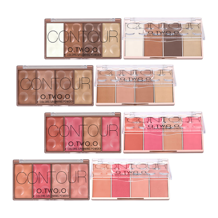 O.TWO.O 4 Color Grooming Contour Blusher Powder Pallet