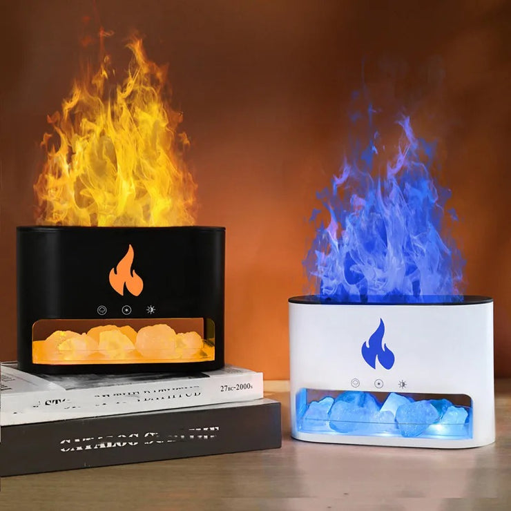 Salt Flame Aromatherapy Machine: Decorative Mist Diffuser with Realistic Flame Effect"